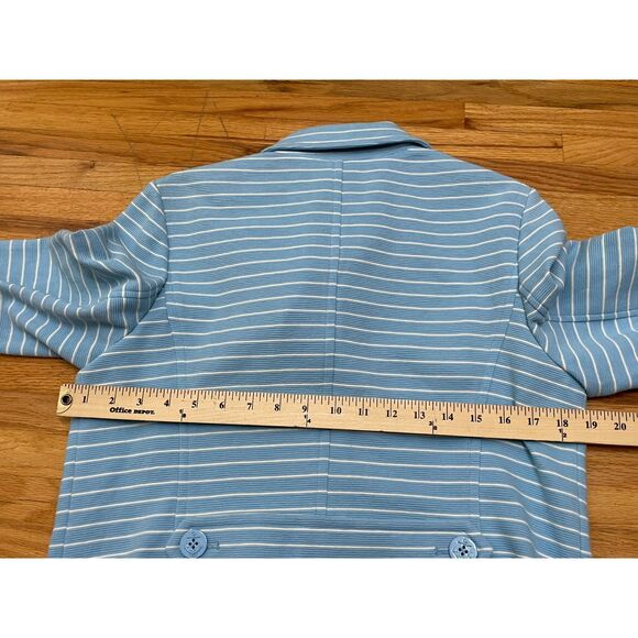 Talbots Women's M Blue Blazer Cotton Jacket Nautical Striped Career Stretch - Picture 9 of 10